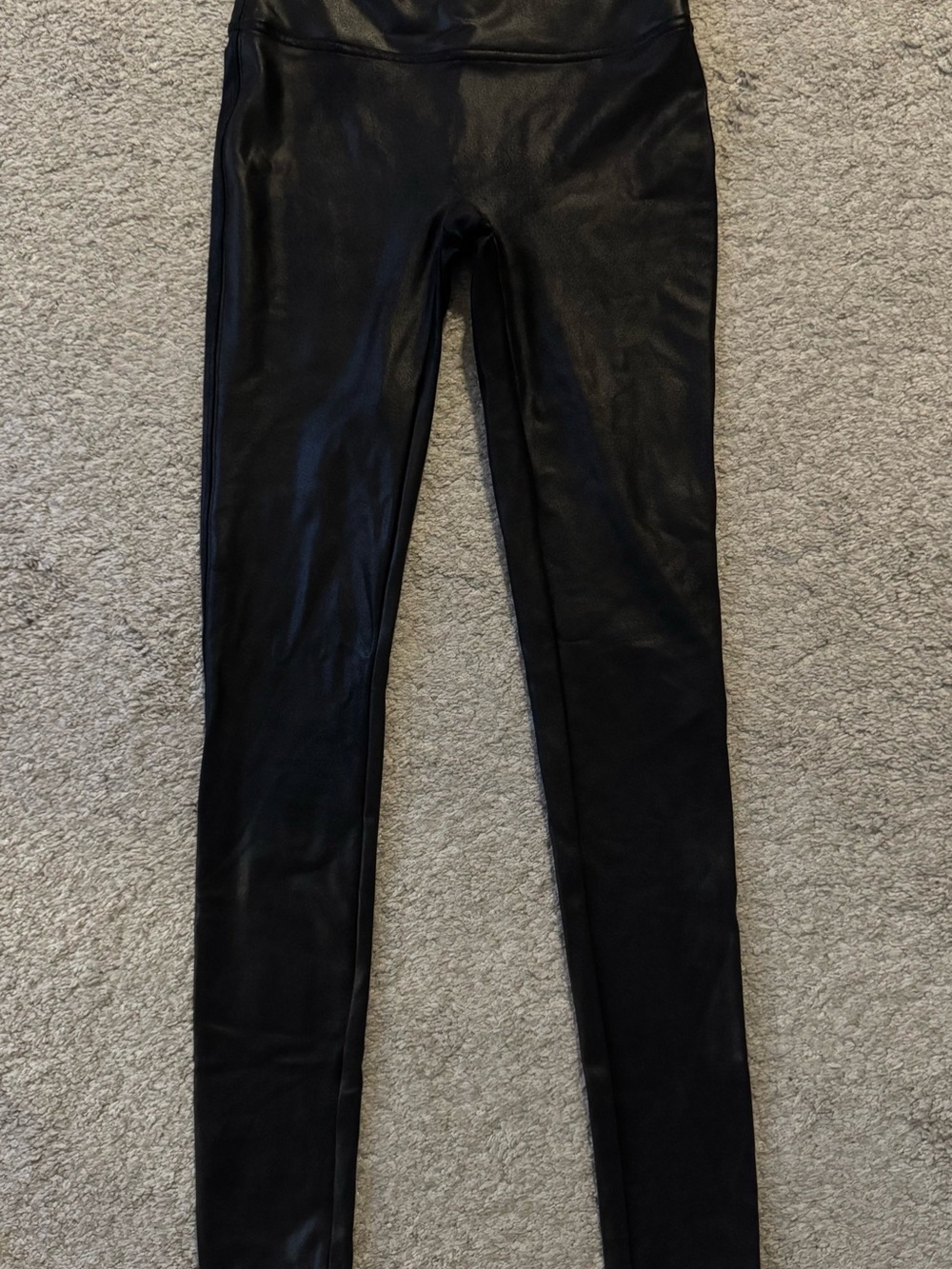 SPANX Black Faux Leather Leggings - High-Waist Sculpting Fit